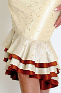 Fitted Bodice and Skirt - Cream taffeta with copper frills - detail view