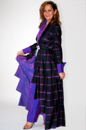 Long coat, in purple silk tartan