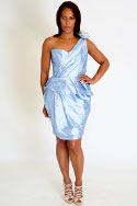 Dress - Asymmetrical design in ice blue silk