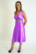 Cocktail Dress - Bias cut, empire line, lilac satin and under bust beaded trim