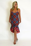 Cocktail Dress - Bias cut tartan with taffeta frills