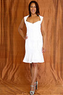 Cocktail Dress - White crape dechine with black embroidery