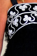 Cocktail Dress - Black eyelash fabric with silver trim - detail view