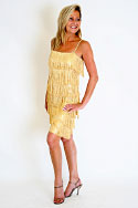 Strappy Dress - Gold fringe layers