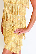 Strappy Dress - Gold fringe layers - detail view