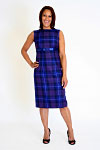 Shift Dress - Wool Tartan, satin under bust trim