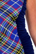 Dress - Wool tartan with jersey ruched panels - detail view