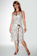 Silk chiffon dress with thistle print