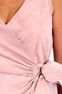 Wrap Dress - Dusty pink, pig skin suede - detail view