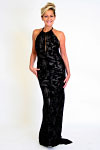 Gown - Black devere, low cut back and small trane