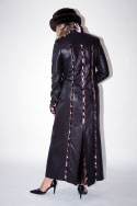 Long leather coat, in Bourneville - rear view