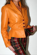 Leather jacket, in Sahara yellow - close-up and lining detail