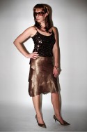 Leather Skirt, in bronze metallic nappa
