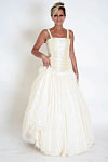 Evening Skirt - Cream eyelash. Fitted Bodice - Cream embroidered taffeta